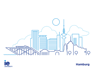 Hamburg skyline for IE University city cityskyline hamburg ie illustration illustrator line minimal skyline university vector