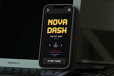 Retro Space Vertical Shooter Game - Nova Dash design figma game game interface game ui game web design game window gaming interface mobile nova dash online game retro space game trendy game ui design ui ux video game web app web design