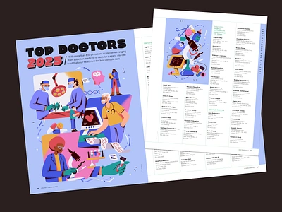 Top Doctors 2025 Illustrations art character characters colorful doctors editorial flat health healthcare illustration illustrator issue list magazine medicine mental tools top