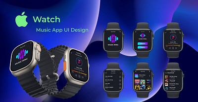 Apple Watch Music App UI Design graphic design illustration ui ux