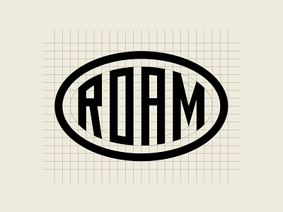 Roam - Logo Design Grid branding font grid hat logo design oval oval badge oval logo patch retro logo typeface typography vintage vintage logo