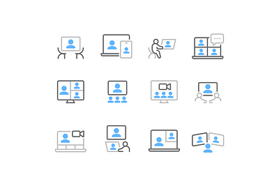 Seamless Video Conference Icons modern