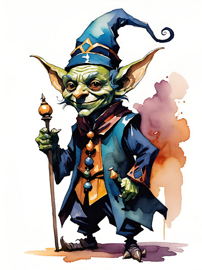 This jester is full of jokes. fantasy fantasy art goblin illustration jester joker jokes watercolor