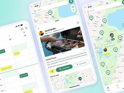 Place App calendar design map mobile ui ux