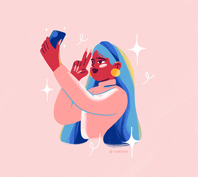 selfie art branding character design illustration logo plants procreate texture ui