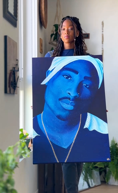 Pac art mural painter painting portrait tupac