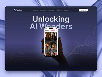 Violex - AI Partner App | Landing page ai ai assistant ai chat ai communication ai landing page ai model ai product ai technology ai website custom ai companion digital companion digital models interactive ai landing page design matching modern landing page product design relationship tinder ui ux
