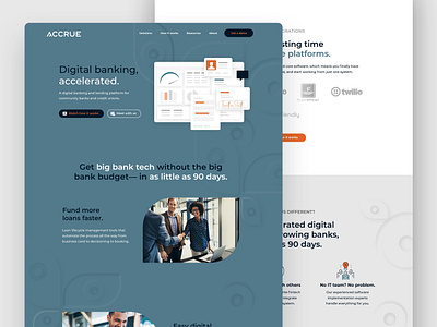 Accrue - Home Page blue dark design finance financial fintech graphic design home page ui ux web design website website design