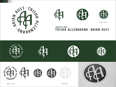 Aust - Allenbrand Monogram badge brand brand design branding circle green hunter green identity design logo logo design monogram type typography wedding