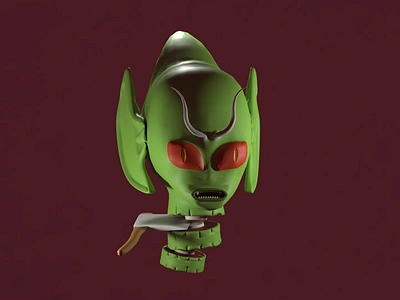 Alien head chopped 3D 3d animation model morph