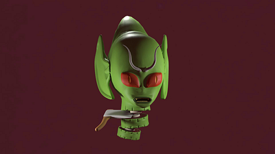 Alien head chopped 3D 3d animation model morph