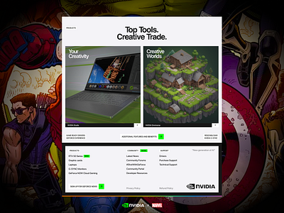 Web design site footer for RTX 50s landing page ✦ Nvidia ai button design footer landing page menu nvidia popular scroll ui ux web web design website