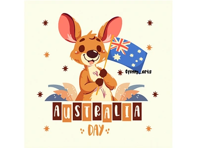 Australia Day Background with Kangaroo animals australia background cartoon celebration character culture day event festive flag happy holiday kangaroo national nature party pride season symbols