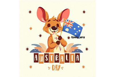 Australia Day Background with Kangaroo animals australia background cartoon celebration character culture day event festive flag happy holiday kangaroo national nature party pride season symbols