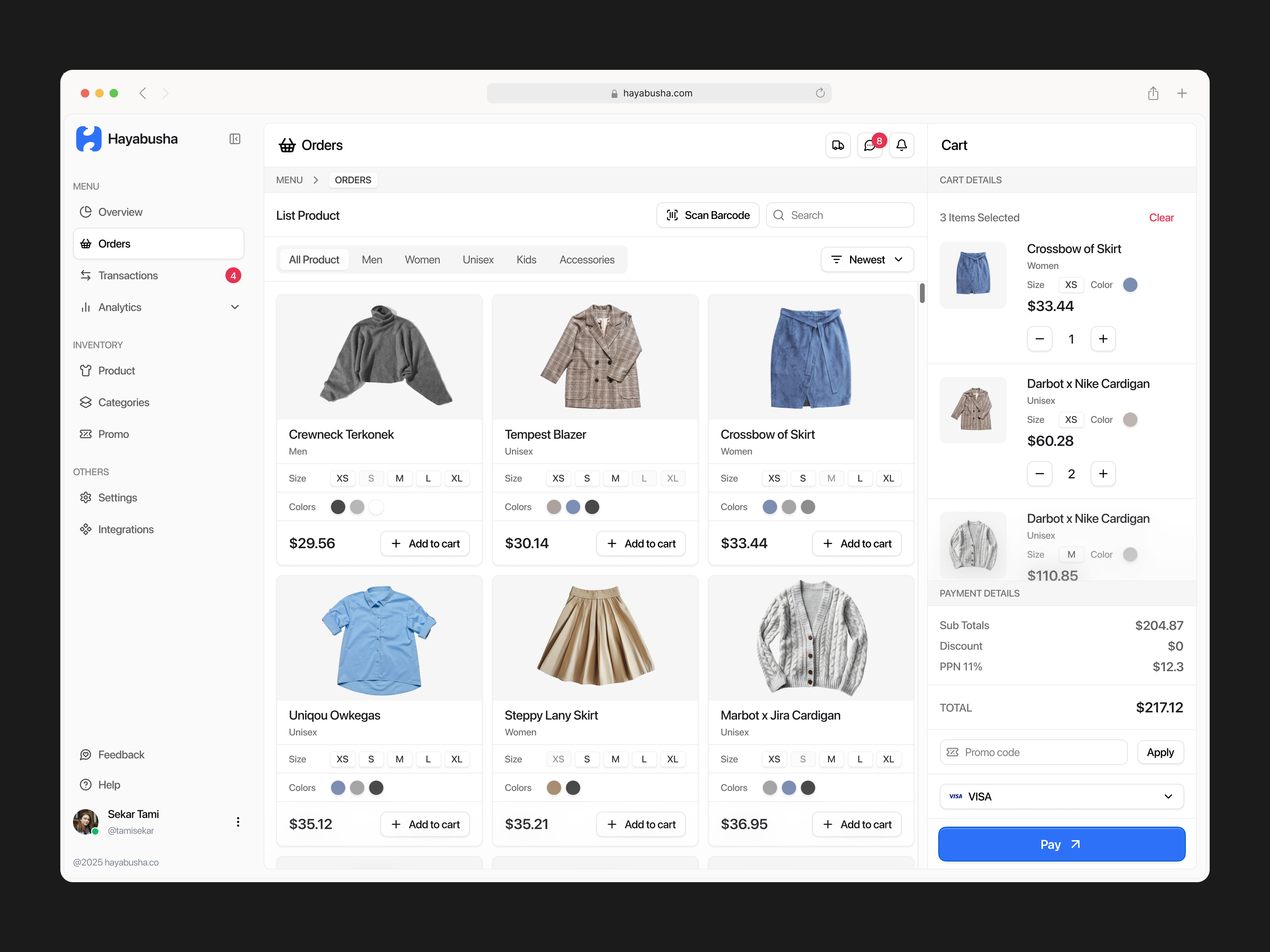 Example of Hayabusha - Point Of Sales Dashboard