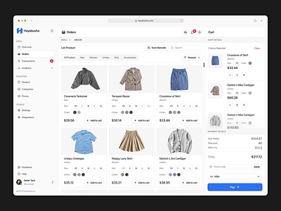 Hayabusha - Point Of Sales Dashboard cashier cashier dashboard clean clothing dashboard ecommerce modern payment point of sale pos product design report revenue ritel saas sales self order ui ux