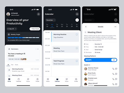 Productivity Mobile App UI/UX app design calendar clean daily ios mobile app mobile app design planing product design productive productivity productivity app reminder saas schedule task task management to do list ui uiux