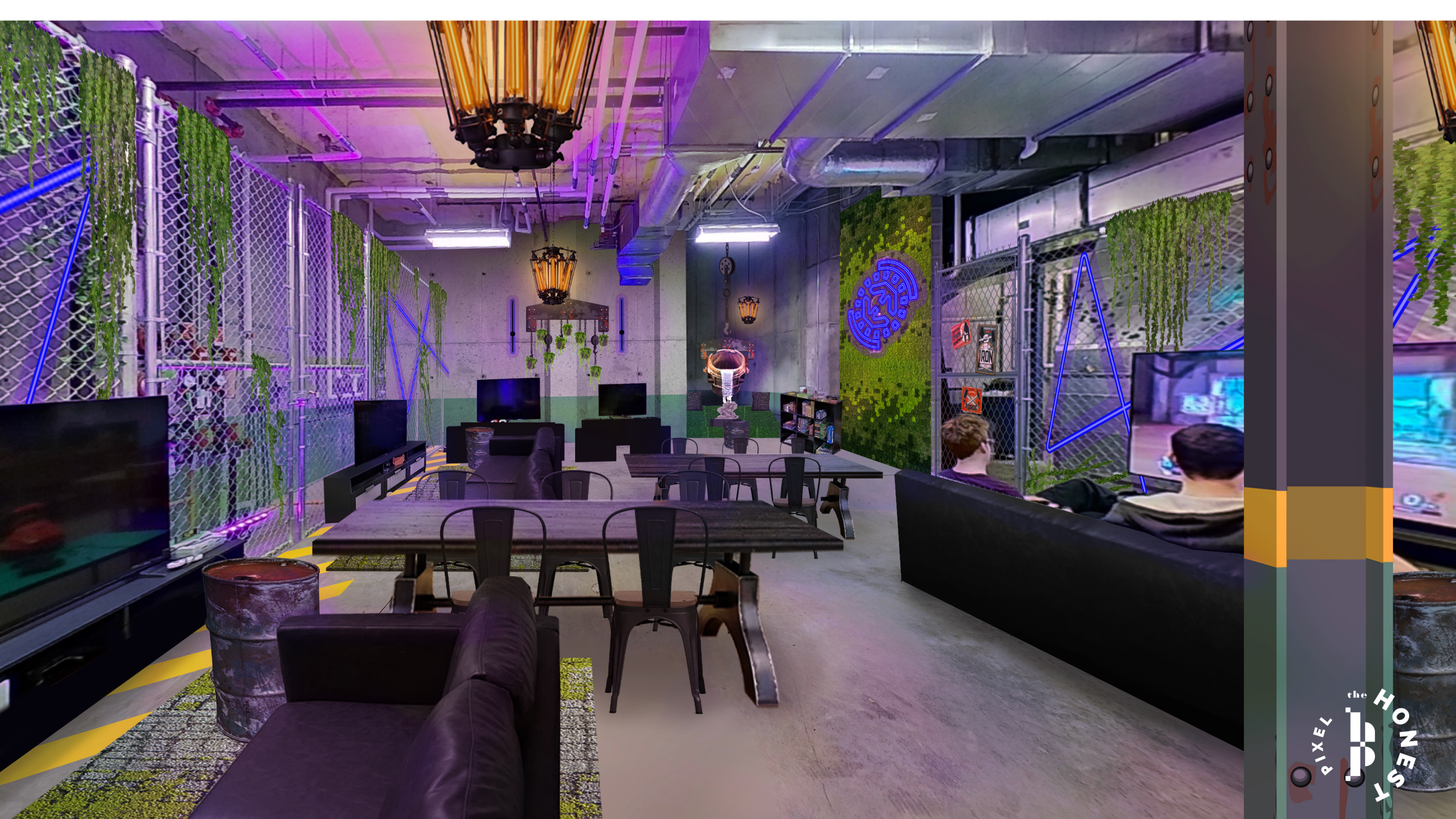 Spatial Design - Gaming Space branding environmental design experiential design gaming space graphic design spatial design