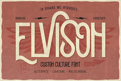 ELVISON branding classic condensed custom culture custom font drifter fashion font font design font style lettering logo font magazine modern monoline multilingual support retro trend typeface vintage