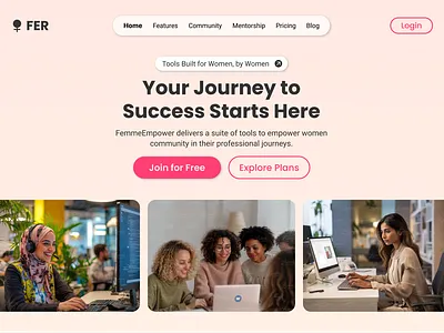 Women employment using suite tools landing page design design figma landing page ui ux website design