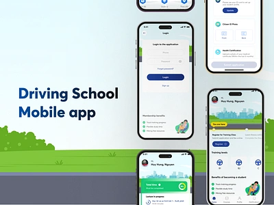 Driving School Mobile App driver license driving elearning figma uiux