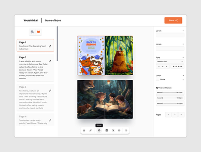 Yourchild.ai - A Web app that uses AI to create children books ai product ui uidesign uiux web app