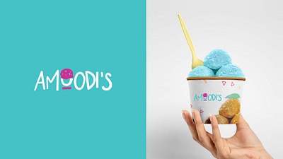 Amoodi's branding cream cute food logo