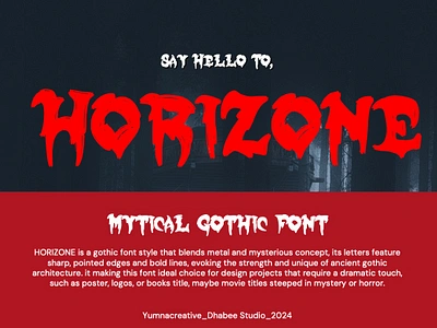 Horizone – Mytical Gothic Font death metal decorative design display font ghost gothic horror illustration modern music new old rock scary typeface typography unique vintage web