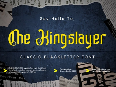 The Kingslayer – Classic Blackletter Font blackletter classic dark decorative design display font gothic halloween horror illustration medieval modern new old scary typeface typography vintage web