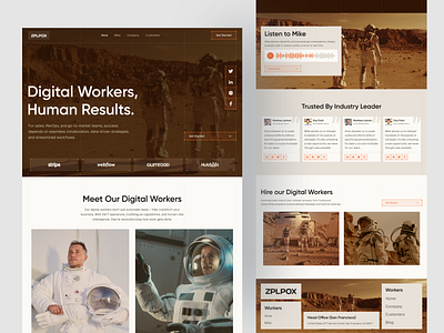 AI Digital Workers - Website ai ai automation ai collaboration ai integration ai landing page ai powered solutions ai workforce digital workers enterprise solutions futuristic design homieslab innovation design landing page mars theme saas web design sci fi web design tech website technology website uxui design website