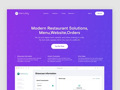 Menubly – Modern Restaurant Solutions Website design digital menu menubly modern restaurant solutions online ordering restaurant management restaurant solution design restaurant website saas saas restaurant website saas solution saas website ui ui ux design ux ux designer web design