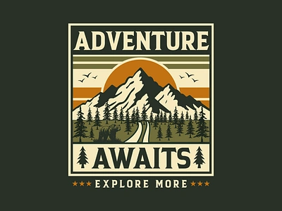 Adventure t-shirt design adventure graphic design illustration mountain product design t shirt design typography vector