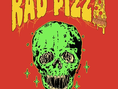 RAD PIZZA bandmerch bandposter branding design food foodbrand handdrawn illustration illustrator logo merch pizza poster radpizza ratfink retro skateboarding skull ui vintage