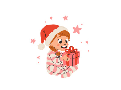 Christmas present cartoon character christmas concept design flat gift girl illustration present santa vector winter xmas