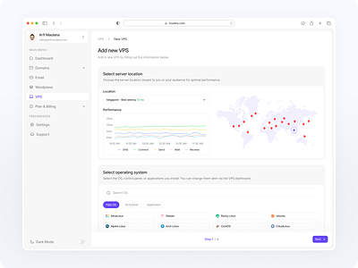 Hostino - Add VPS Page admin panel app cloud hosting dashboard design domain hosting app hosting dashboard internet minimal saas dashboard server admin servers ui ux vps vps dashboard web