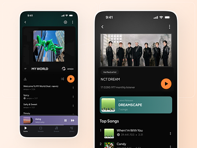 TuneS - Music Streaming App [Artist & Album Details] app apple music application clean dark ui detail dieter rams interface minimalist mobile mobile app mobile design music music app music platform music streaming spotify ui ui design youtube music