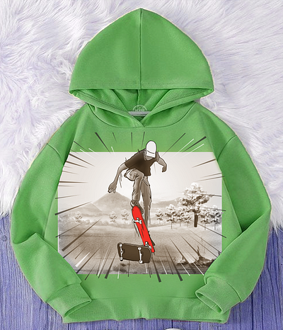 Boy & skate, mountain, boy's hoodie design digital painting graphic design illustration photoshop print design separation color