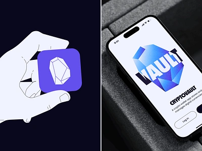 Vault. Crypto wallet app branding crypto cryptowallet crystal diamond fintech flat hand icon illustration ios logo minimal obsidian