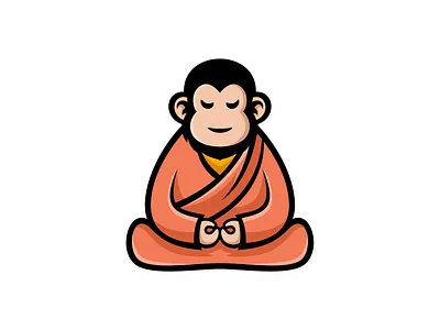 Monkey Monk Logo branding buddha budha logo cartoon logo graphic design logo logo design mascot modern logo monk logo monkey monkey logo