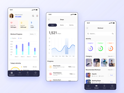 Fitness Mobile UI Design figma gym health minimal ui