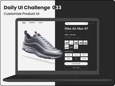 Challenge #033 - Customize Product UI | Daily UI creativedesign customizeui dailyui darkmodeui dribbbleshots ecommercedesign interactivedesign minimaldesign modernui productcustomization productdesign responsivedesign shoesui shoppingui sneakerdesign splitscreendesign uichallenge uiuxinspiration uxdesign webinterface