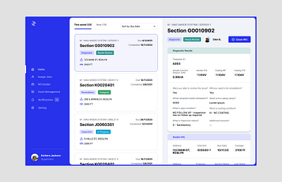 Supervisor Dashboard - Corrosion Inspection assign wo dashboard ui ux ux design web design