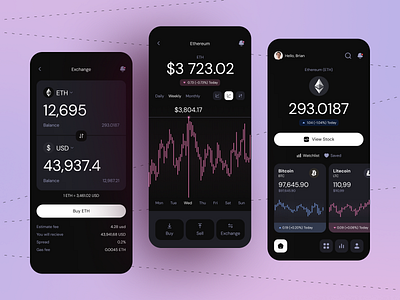 Crypto Trading App Design app design crypto crypto app design crypto banking crypto trading cryptocurrency dark ui decentralized finance defi app fintech mobile app mobile app design product design saas startup trading app user interface