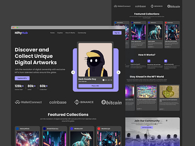 NiftyHub - NFT Landing Page Design landing page nft design nft landing page ui