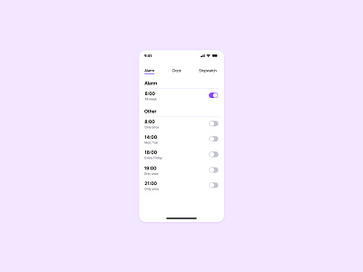 An alarm clock app interface app design figma graphic design ui ux