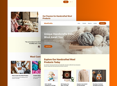 WoolCrafts | Landing Page branding craft design desktop landing page ui uiux warm web design wool