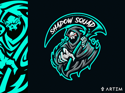 Shadow Squad gaming mascot logo design art3m art3m studios artem artem studios creative logo dark logo death logo esport esports logo faucheuse gaming logo gaming mascot logo ghost grim reaper illustration logo design mascot logo original logo reaper logo spectre