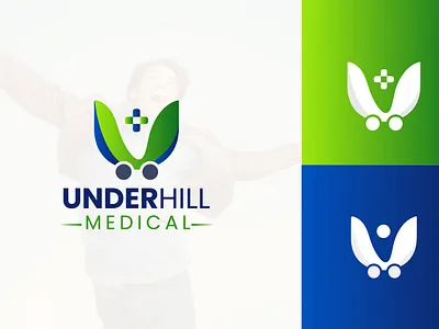 Letter U Medical Logo design bold logo gradient green color hospital identity letter u lettermark logo logo medical logo modern logo