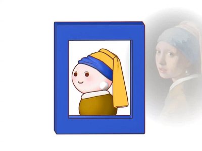 Chibi Art of Girl with a Pearl Earring chibiart cuteart girlwithapearlearring simpledesign vermeerart