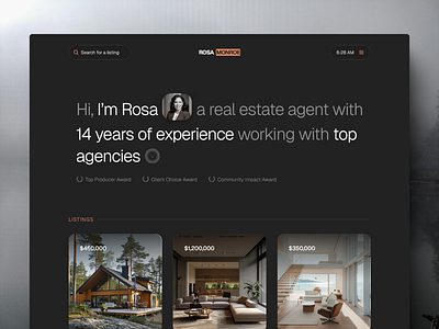 Realistings agency agent design framer landing page rea real estate template ui uiux ux web design website